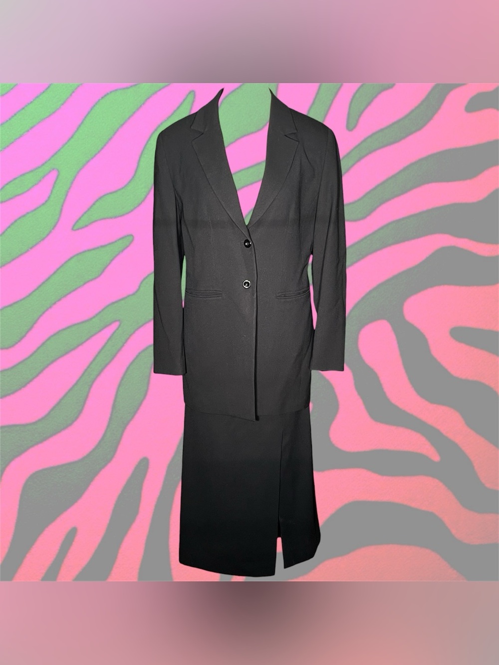 classic black blazer and skirt set